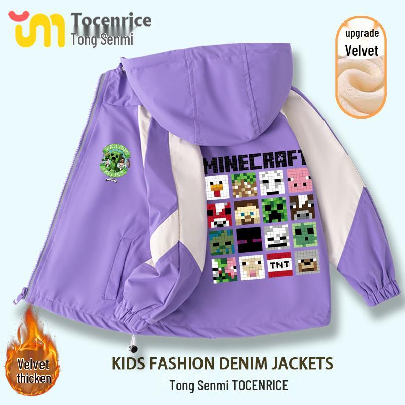 New Minecraft Fleece-Lined Warm Jacket for Boys