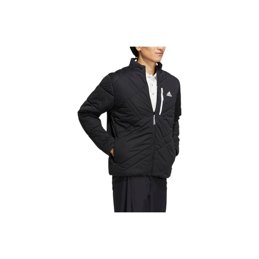 adidas Logo Print Pattern Zipper Letter Stand Collar Cotton Jacket Men Jackets Black HG8293