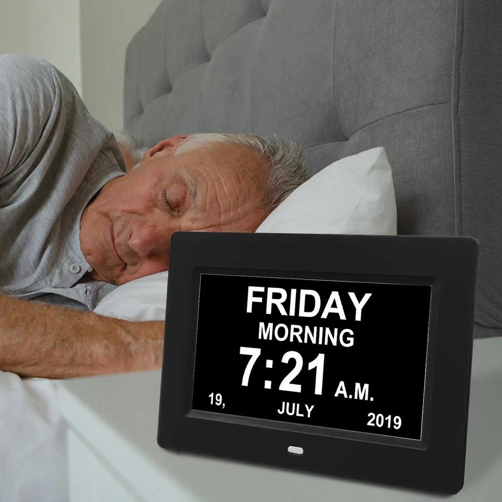 7 zoll Großen Bildschirm Display Digitalen Kalender Tag Uhr 8 Sprachen Zeit Datum Monat Jahr Demenz Uhren Für Senioren Alte Peo i5J8
