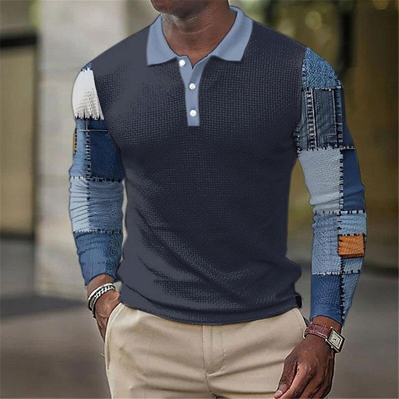 Polo a Maniche Lunghe con Stampa Note Musicali & Tasti di Pianoforte, Abbigliamento Casual alla Moda