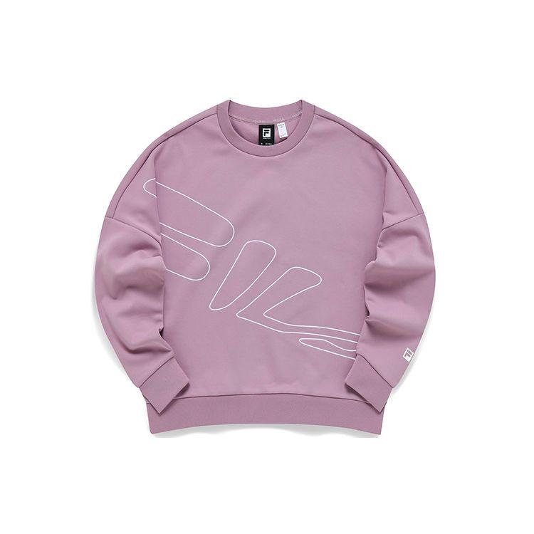 

FILA Athletics Крупный логотип с принтом, спортивная трикотажная толстовка с круглым вырезом, женская толстовка Lotus-Pink-Purple A11W141205F-VT L