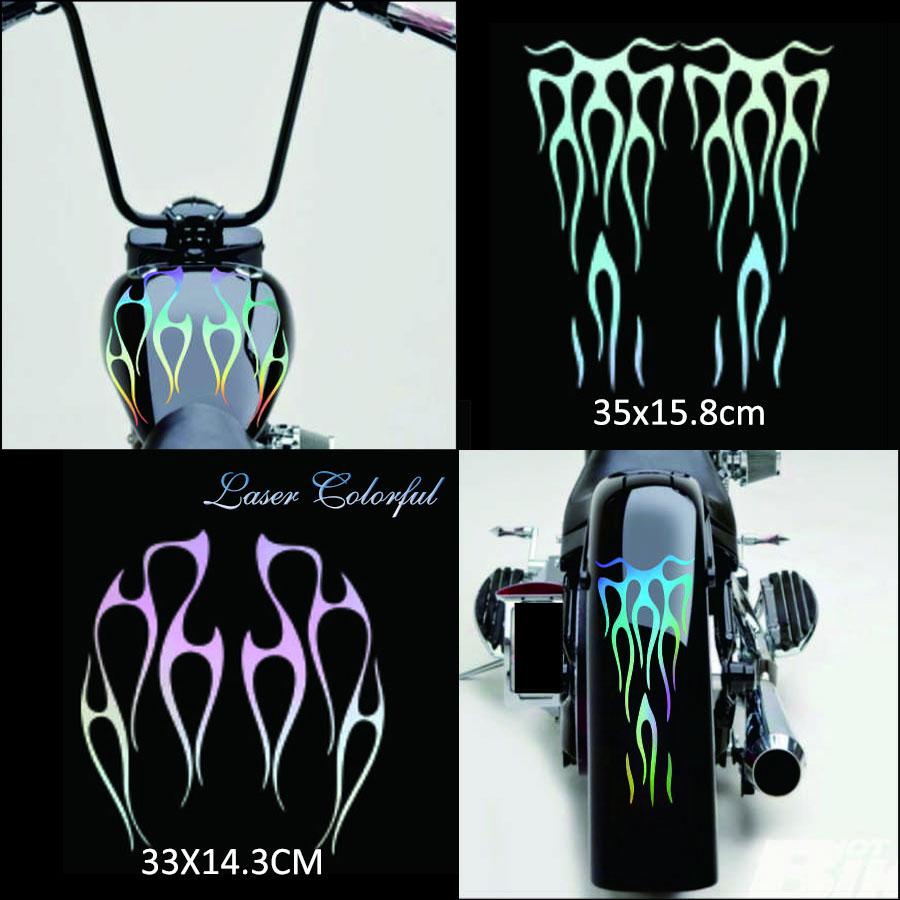 Motorcycle Gas Tank & Fender Vinyl Decals Sticker Laser Colorful Flame Style