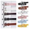 Hollow Star Buckle PU Leather Belt for Children, Thin Star Cutout Hole Waist Strap Decorative Belt for Jeans Dresses