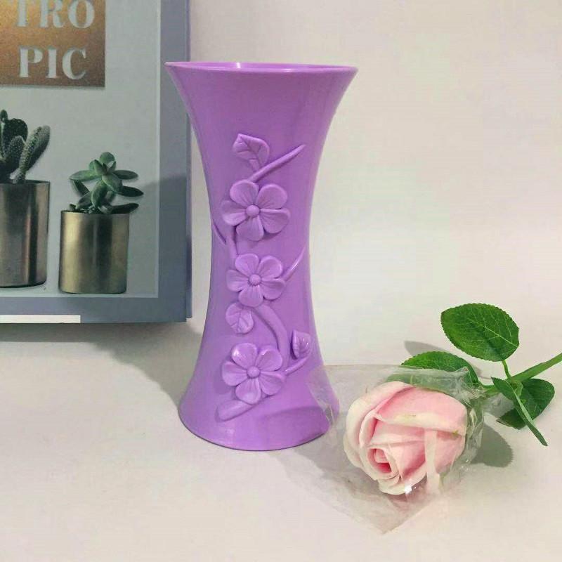 Flower Artificial Display Vase Embossed Surface For Home Decoration And Gift