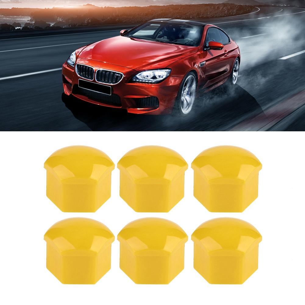 20pcs 17mm Nut Car Wheel Auto Hub Screw Protection Anti Theft Cover Cap Yellow
