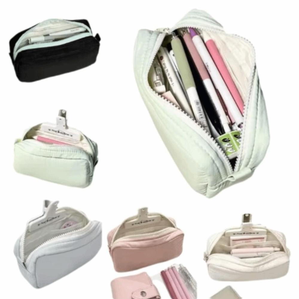 Reißverschluss Design Einfarbige Federtasche Große Kapazität Quadratische Form Schreibwarenbox Büro