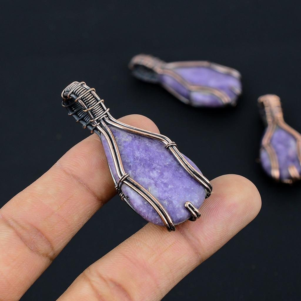 Purpurite Handmade Copper Wire Wrap Jewelry Pendant 2.2" y9K98