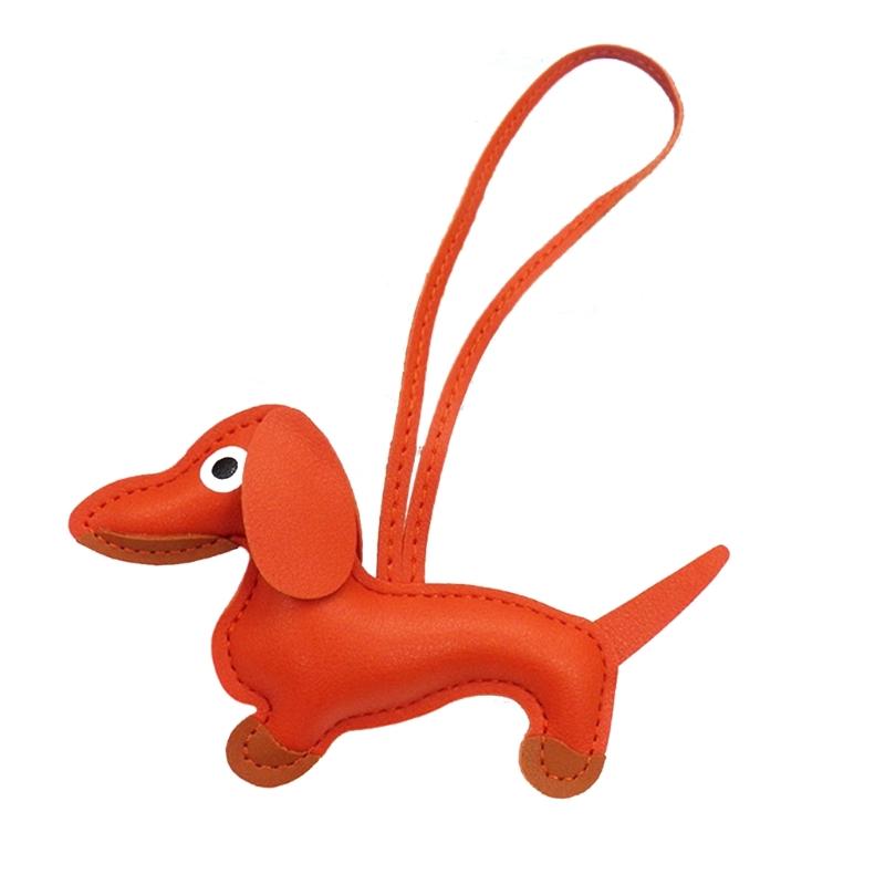 Mini Dachshund Dog Keychain  PU Leather Animals Keyring Hanging Ornament Backpack Handbag Charm Gift for Men Women