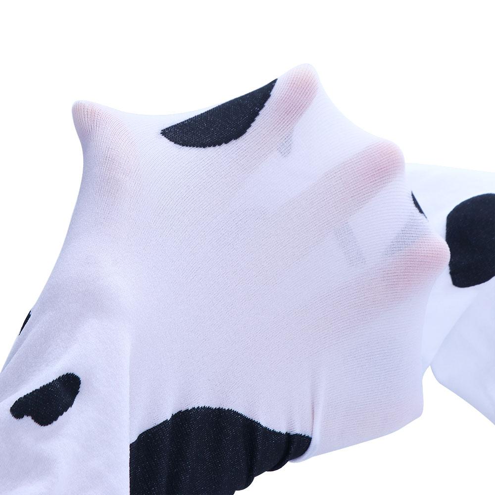 Kawaii Silk Socks Cosplay Stockings Cow Printed Pantyhose Cow Spots Printed Thigh High Stockings
