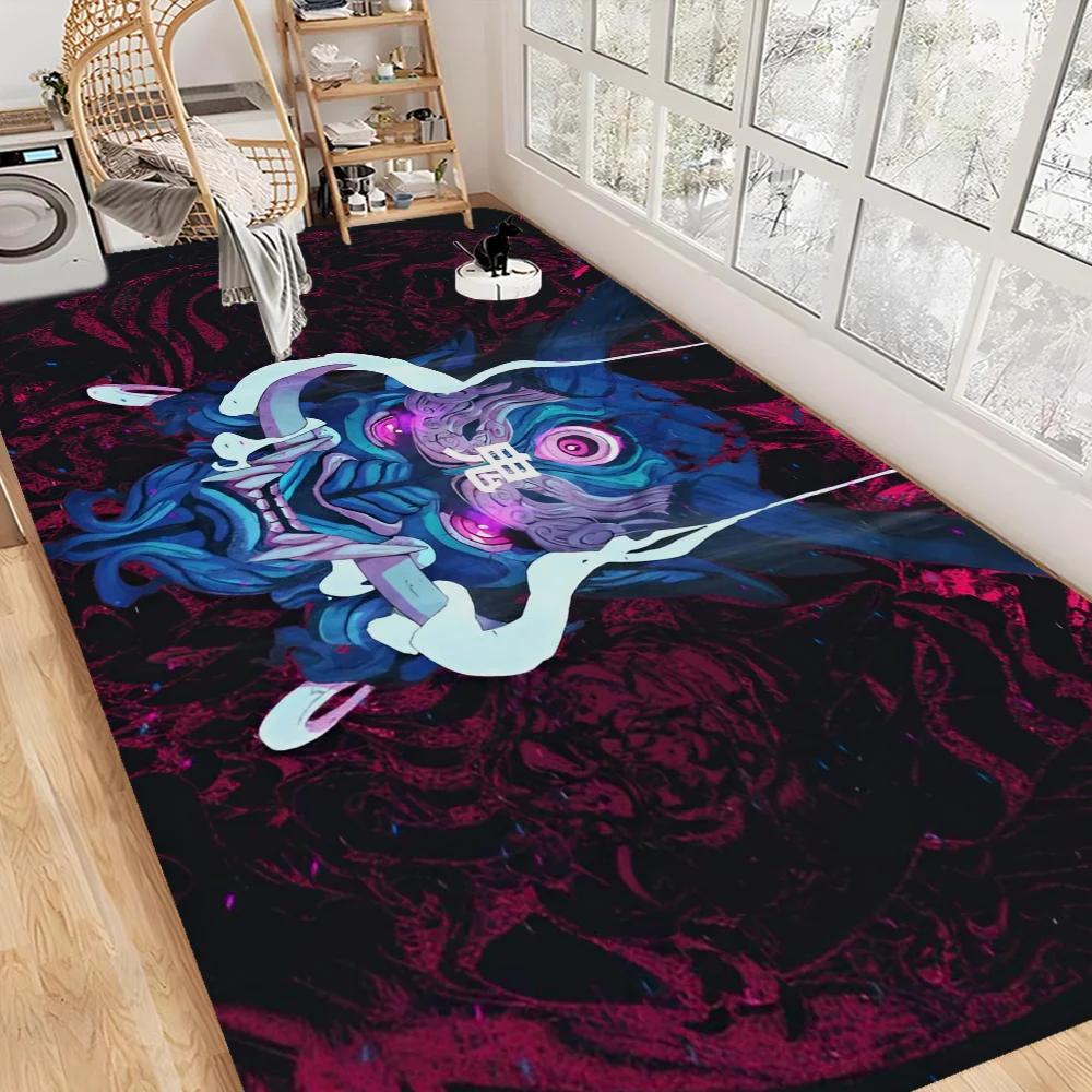 Japanese Oni Hannya Samurai Long Rugs Kids Room Bedroom Decoration Balcony Anti-Slip Doormat Living Room Alfombra