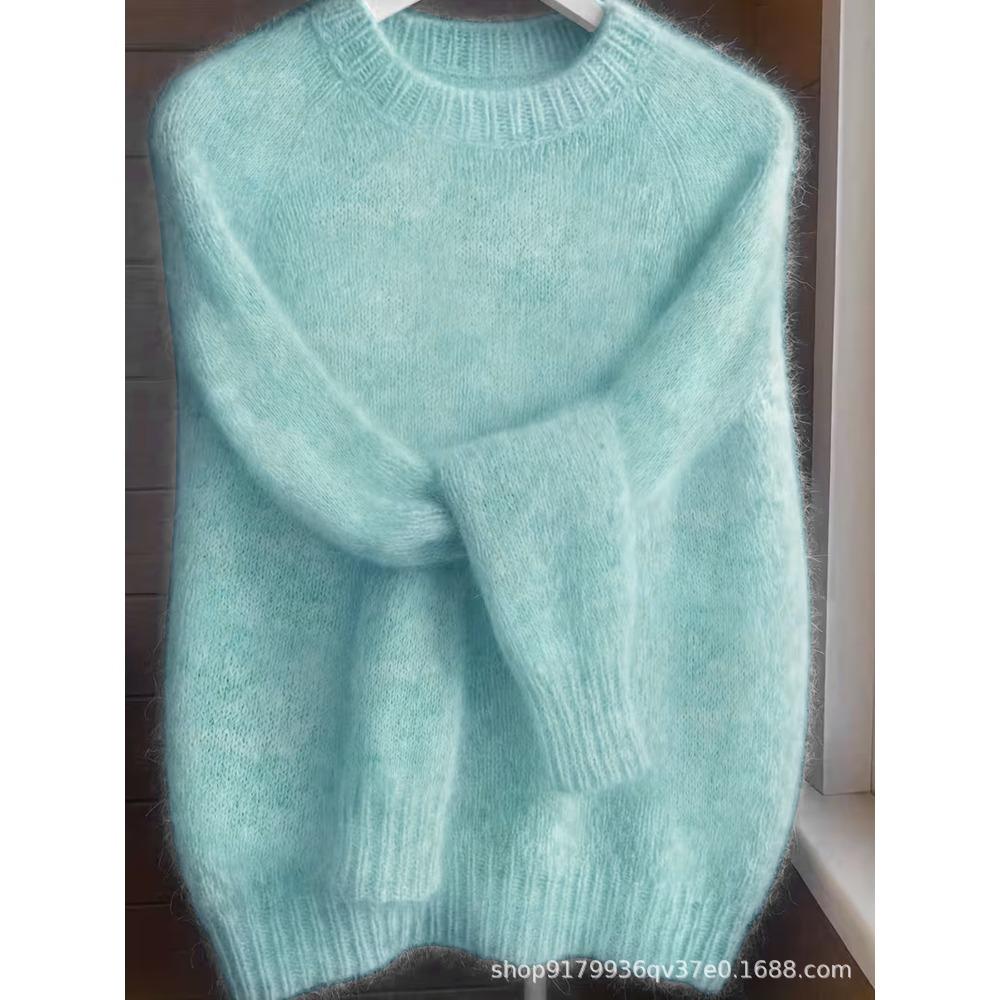 Weicher Ästhetischer Vintage Strickpullover Damen Frühling Herbst Locker Gemütlich Lässiger Leichter Dünner Pullover