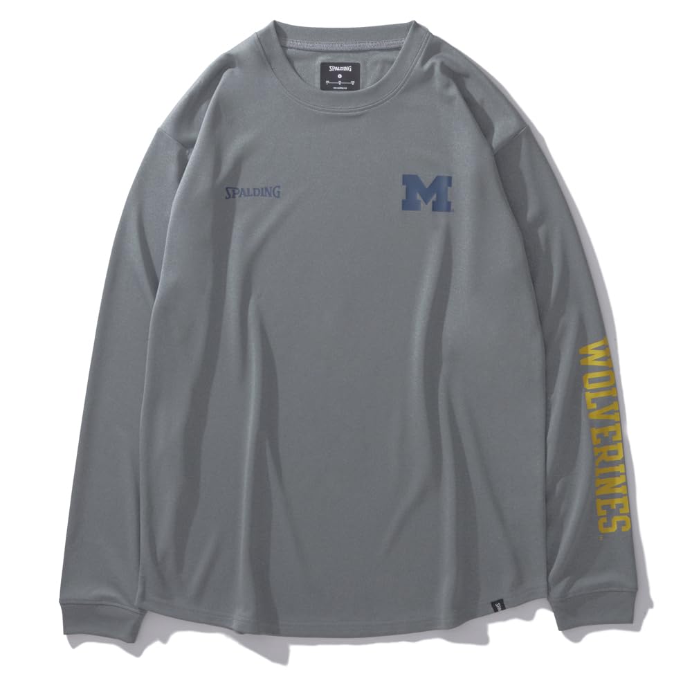 

Spalding Michigan M Logo Long Sleeve T-Shirt, Rounded Hem, Heather Gray, XL (SMT24124M)