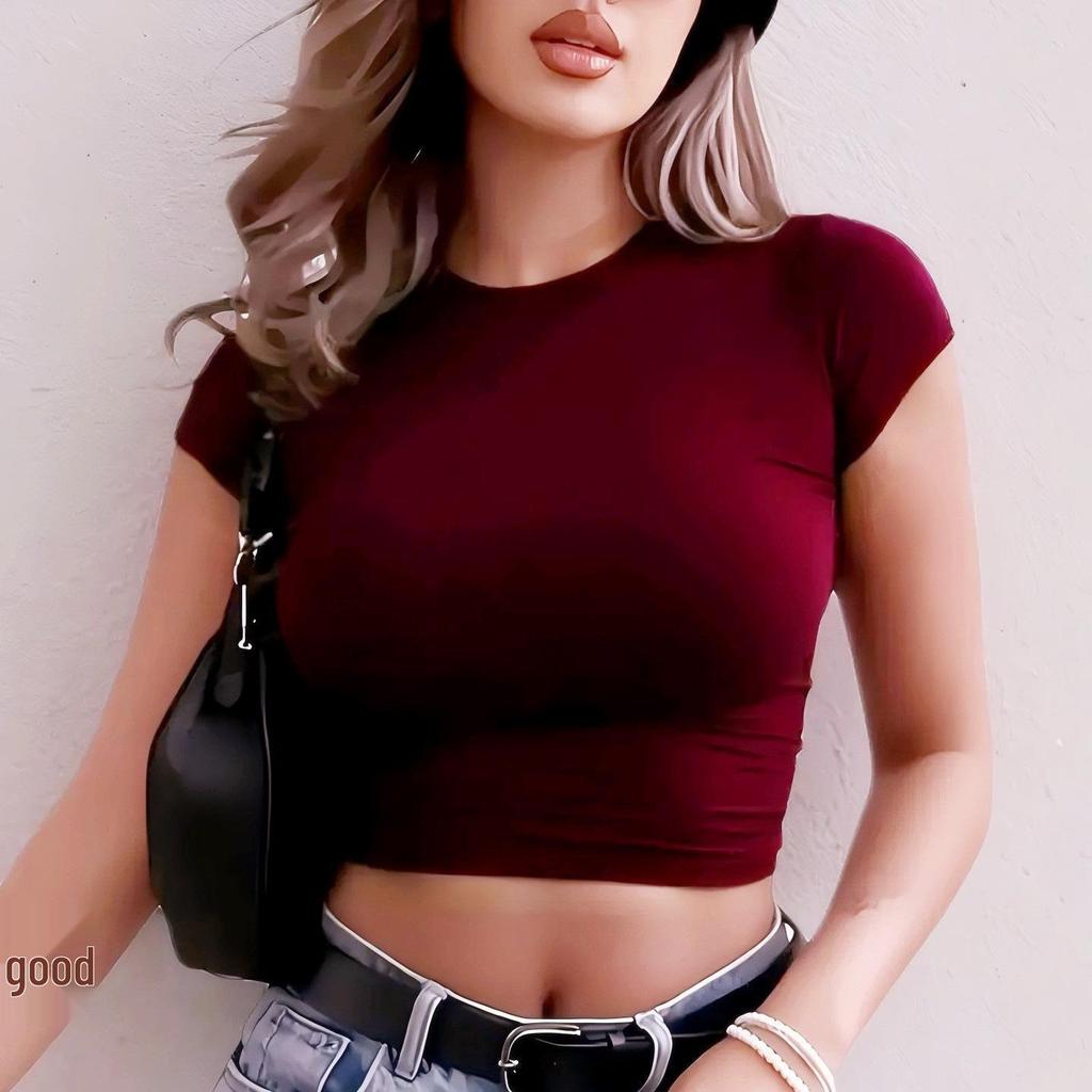 2025 Summer European & American Women's Fashion Slim Cropped Top