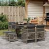 9-Cz. Garden Furniture Set With Cushions, Grey, PE Rattan