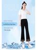 Women's Plus Size Ice Silk Micro-Flare Pants – Summer Loose Fit Seven-Eighths Straight Leg Sporty Wide-Leg Style