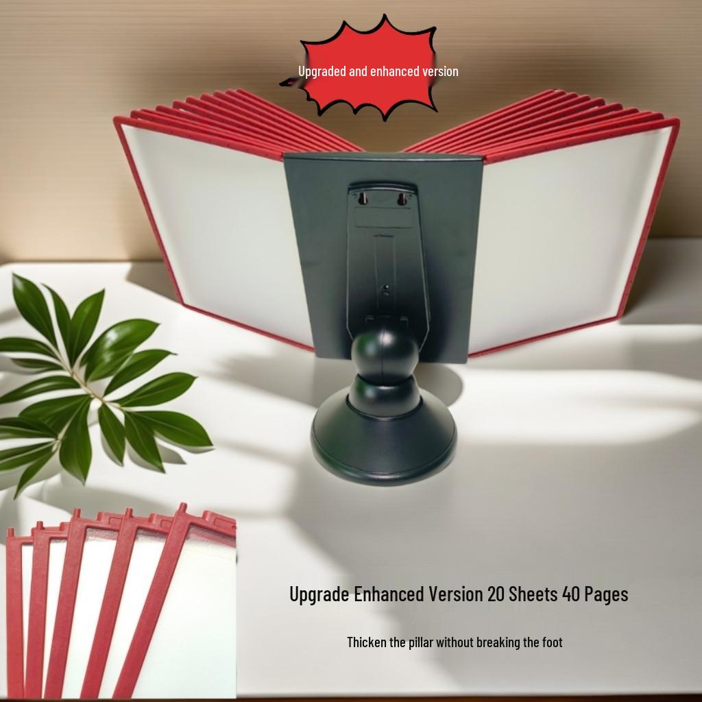 

A4 Rotating Desktop Document Rack: 40-Page Flip-Over Display Stand & Loose-Leaf Photo Album Holder.