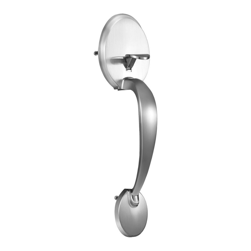 Front Door Handle and Deadbolt Set, Satin Nickel Front Door Lock Set with Interior Knob, Adjustable Hole Spacing Single Cylinder Handleset, for Right