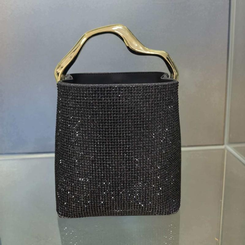 

Fashionable Shiny Diamond-encrusted Bucket-shaped Evening Bag Luxury Design Women s Golden Handle Wedding Party Clutch Purse2026
