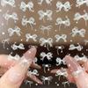 1PC 5D Embossed White Lace Bow Nail Art Stickers Cute Pink White Ribbon Bow Tie Nail Sliders Kawaii Bow Manicure Accessories TY9