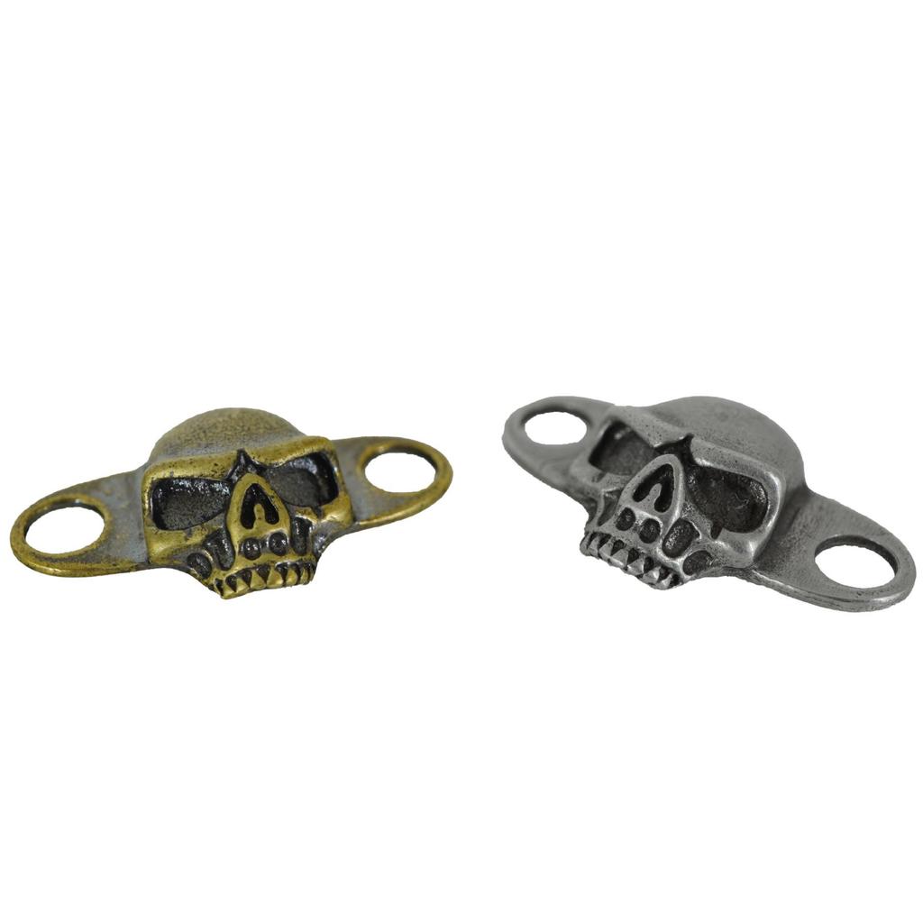 Vintage Brass Skull Shoelace Buckle - Handmade Leather Hip Hop Shoe Accessory