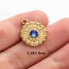 6pcs Real Gold Plated Blue/Dark Blue Rhinestone Evil Eye Pendant Stainless Steel Turkish Eye Charms For Jewelry Making Supplies