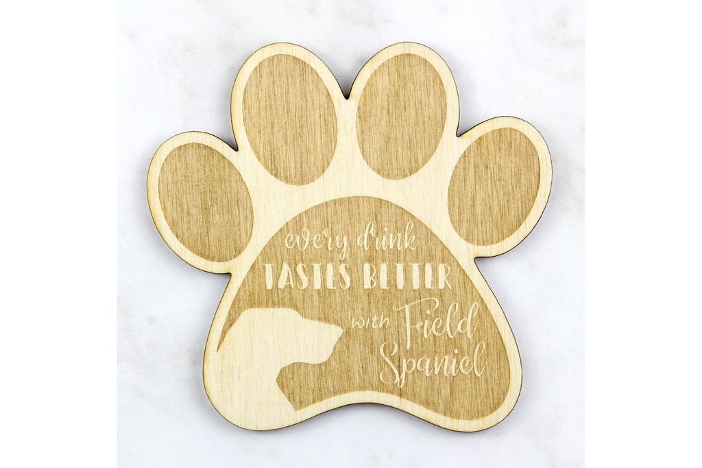 Field Spaniel - Mug coaster, engraved coaster with dog, gift for dog lover by Art-Dog brand