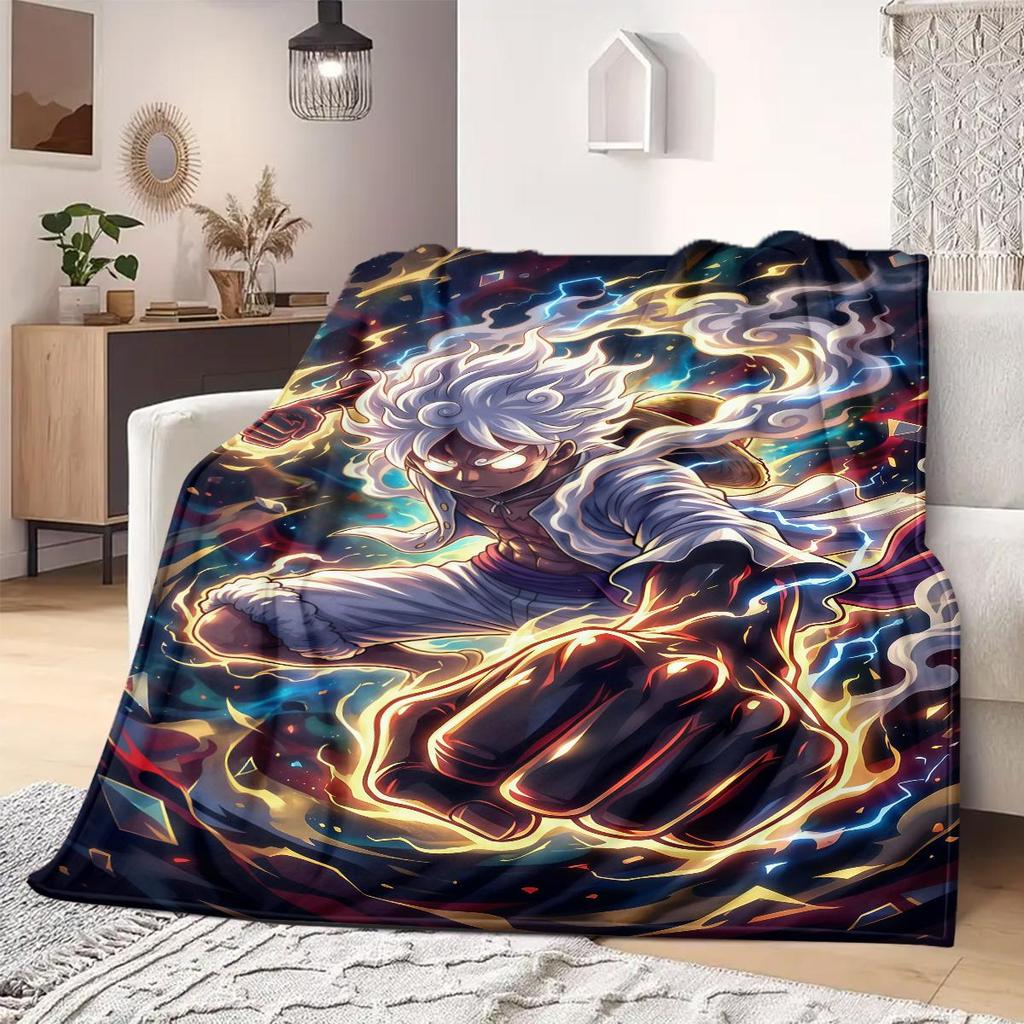 OnePiece Anime Print Blanket Warm Comfortable Flannel Blanket Suitable for Bedrooms, Sofas, Beds, Chairs, Picnics, Travel