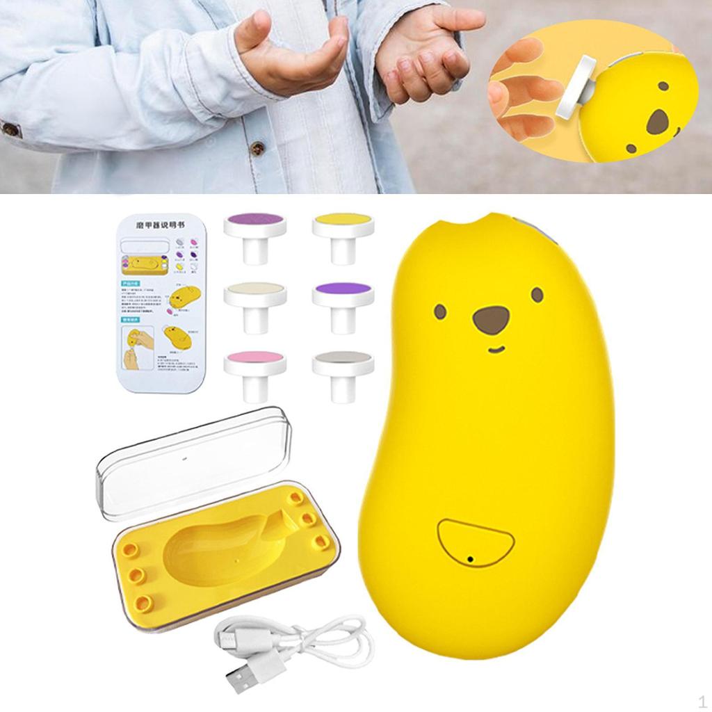 Automatic Nail Cleaning File with 6 Grinding Heads 3 Speed Modes Multifunction Light