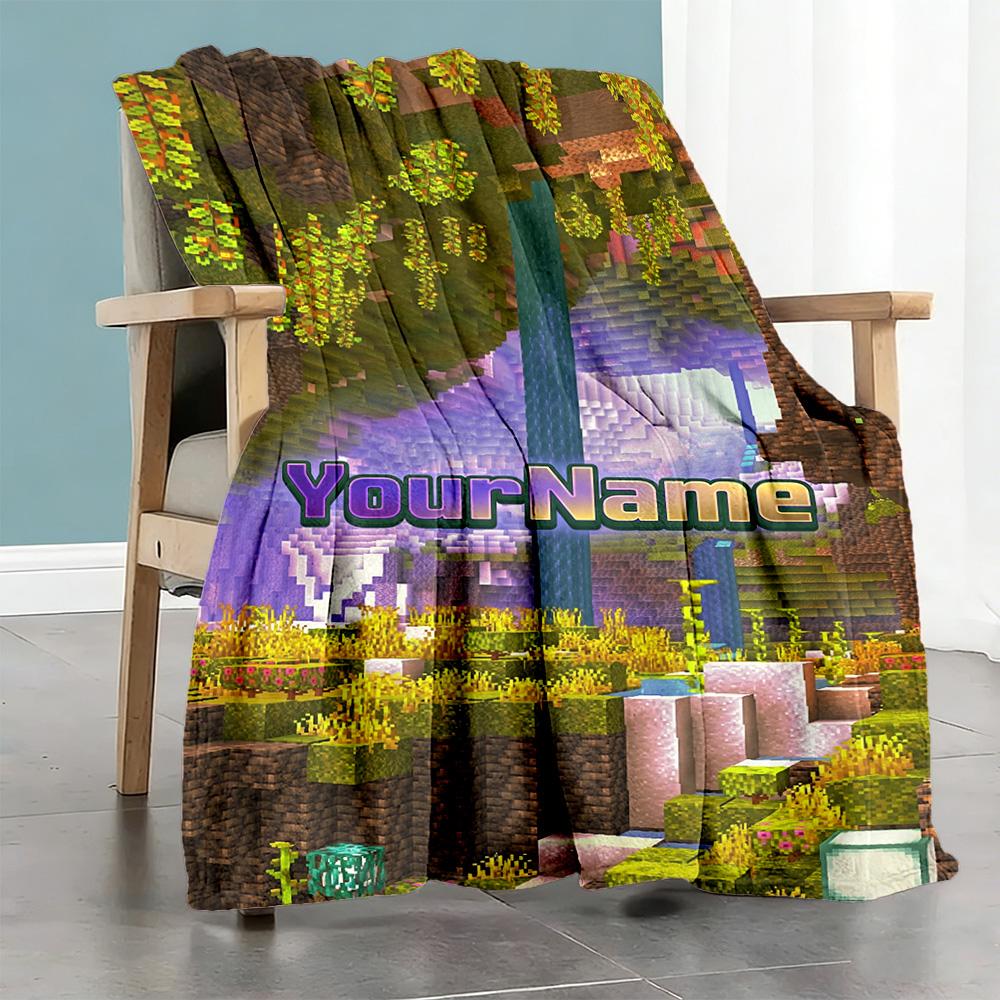 Minecraft 33 Customize Your Name Blanket Cozy Personalized Blanket Ultra-Soft Suitable for Sofa Picnics Office Bed Four Seasons Multipurpose