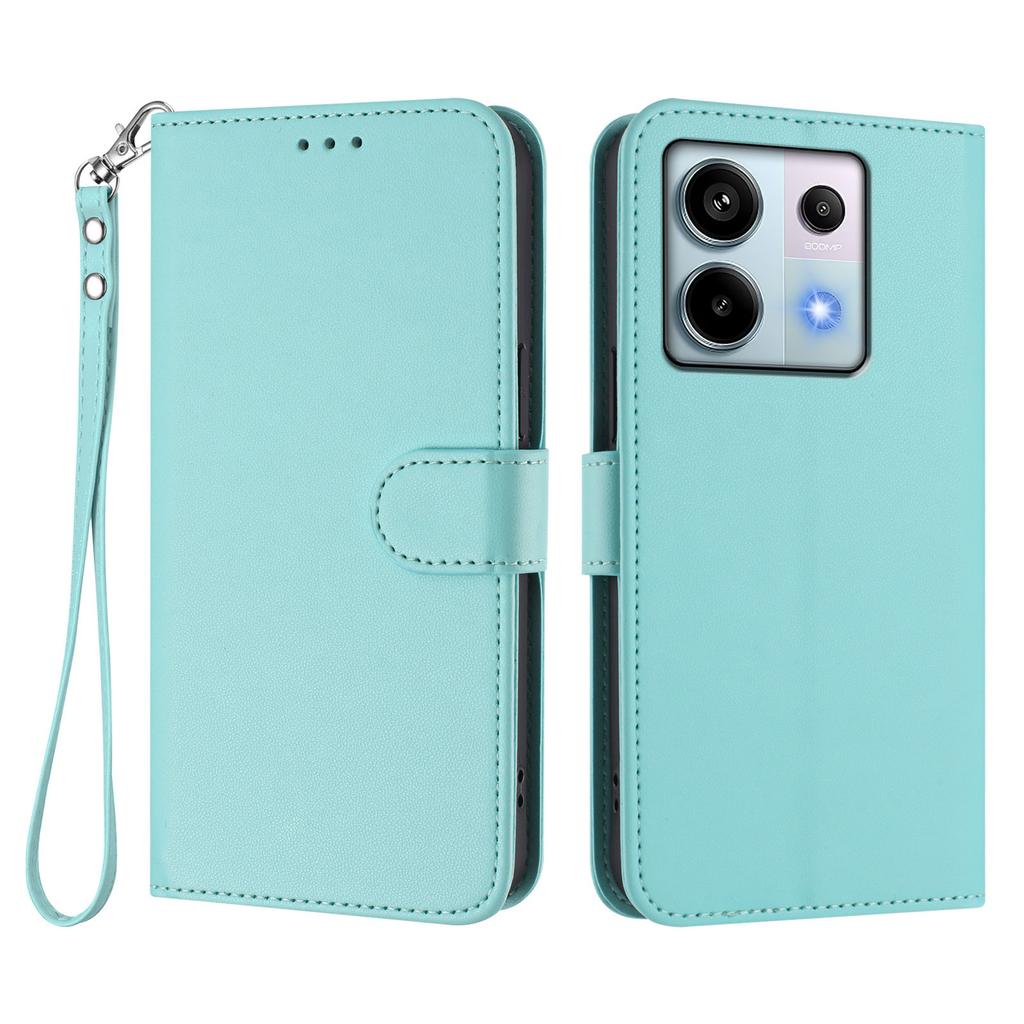 For Xiaomi Poco X6 5G/Xiaomi Redmi Note 13 Pro 5G Leather Case Wallet Stand Phone Cover with Wrist Strap