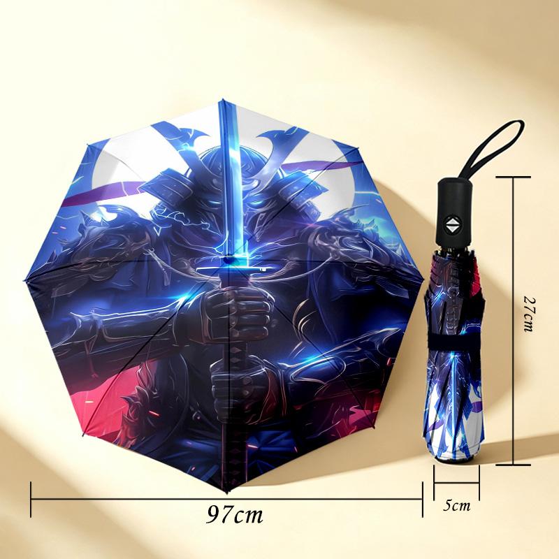 Warrior 8 Ribs 3Fold Black Glue Uv Protection Umbrella Sun Protection Rainproof Compact Folding Umbrella For Travel Daily Use C9241234