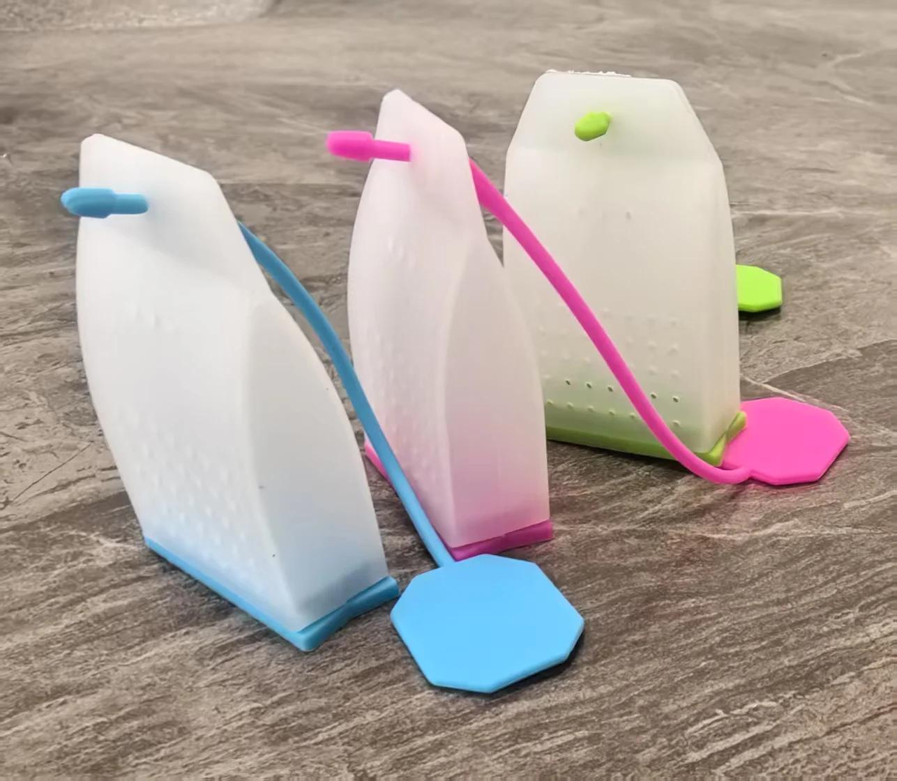 Набор из 3 силиконовых заварочных ситечек для чая, FineGood чайные пакетики заварочное ситечко для многоразовых фильтр-пакетов для рассыпного чая, ситечко, чайный диффузор