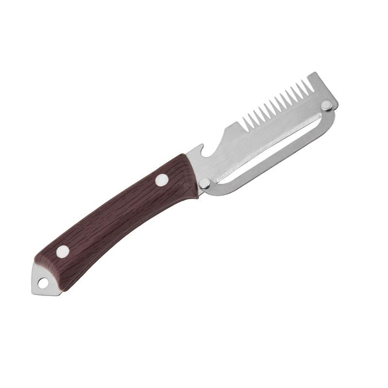 3-in-1 gezacktes Schälmesser Premium Gemüseschäler mit Griff und Flaschenöffner Küchenwerkzeug