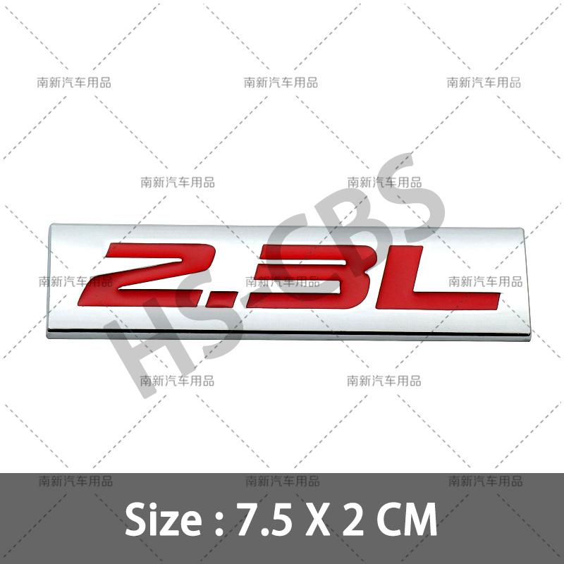 3D Metal 2.0L 2.2L 2.3L 2.4L 2.5L 2.6L 2.7L 2.8L Car Engine Displacement Badge Rear Trunk Emblem Stickers Decorative Accessories