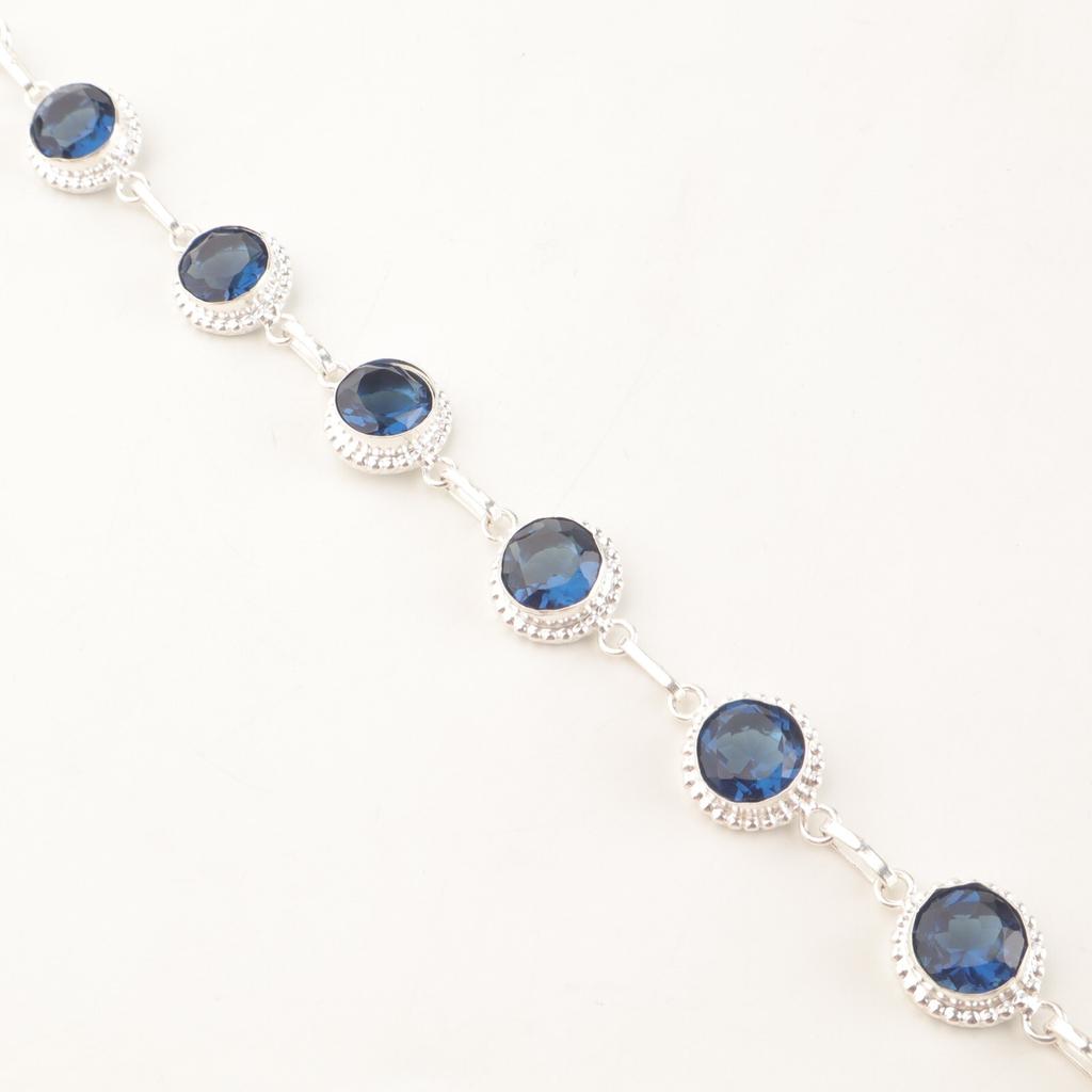 London Blue Topaz Edelstein 925 Sterling Silber Schmuck Armband 9" Damen Geschenk RB-9-5