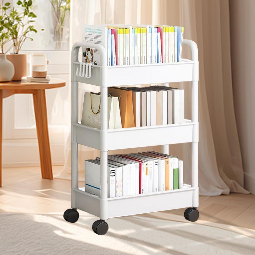 Utility Cart Storage Shelf Multi-Layer Trolley Rack with Wheels Floor Standing Snack Book Racks Movable Storage Organizer