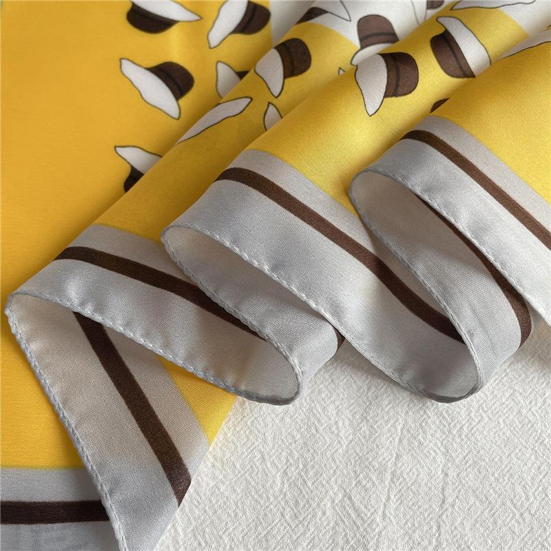 New Small Square Scarf 70cm Women's Thin Edition Color Blocked Printed Silk Versatile Decorative Shawl Autumn/Winter