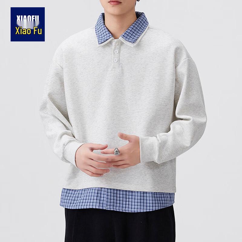 Men s Polo Collar Layered Sweatshirt M
