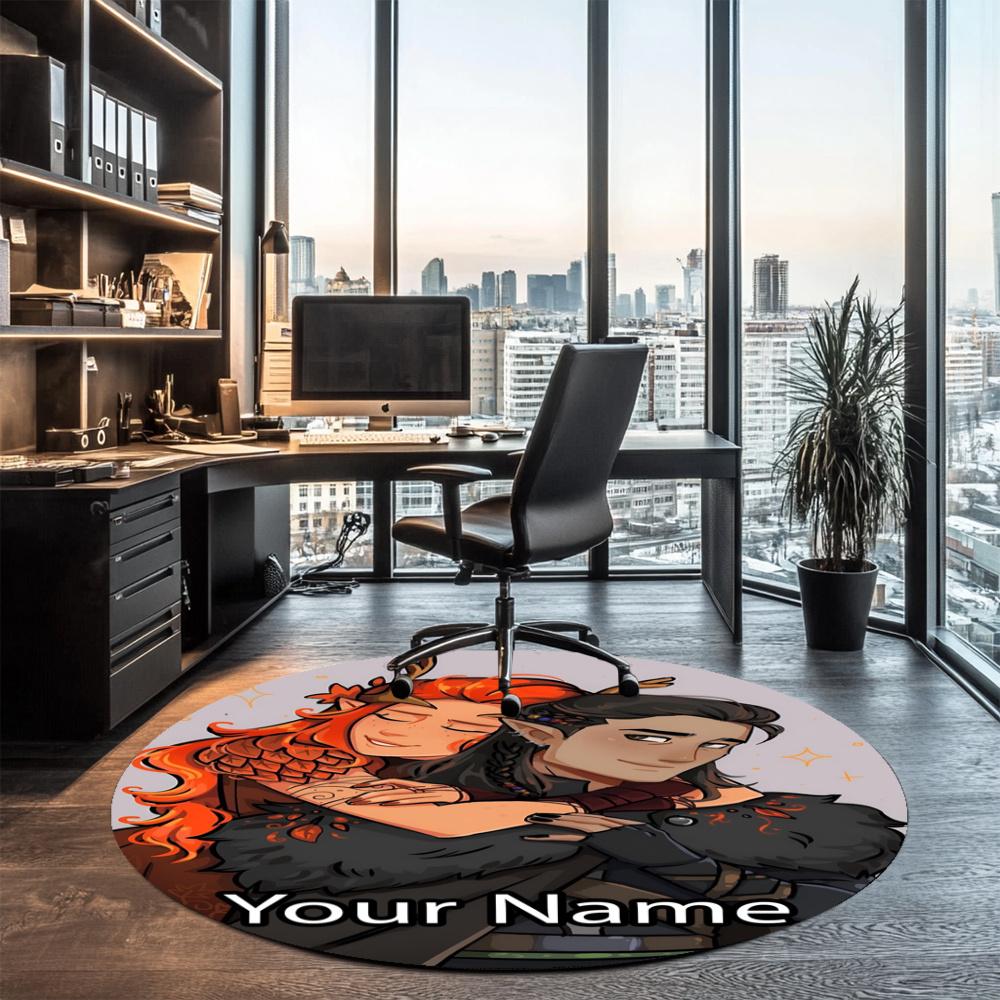 Custom Name Vox Machina Printed Round Rug Carpet Chair Rug Area Rug Entryway Doormats,for Office Chair Living Room Bedroom Kitchen Room.