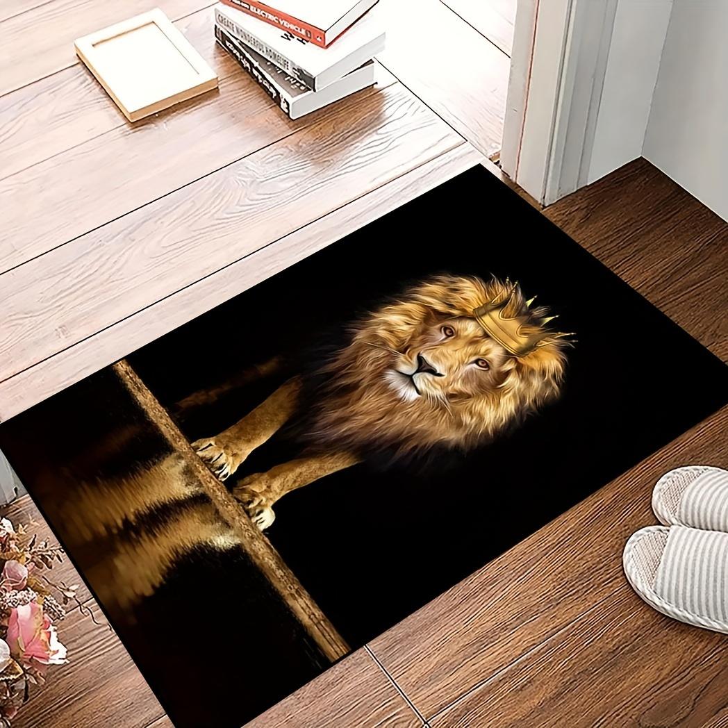 

1 шт. роскошный черный кухонный коврик с животным принтом льва, мягкий утолщенный кухонный коврик, водонепроницаемый нескользящий маслостойкий напольный коврик, коврик для бега 40x60cm
