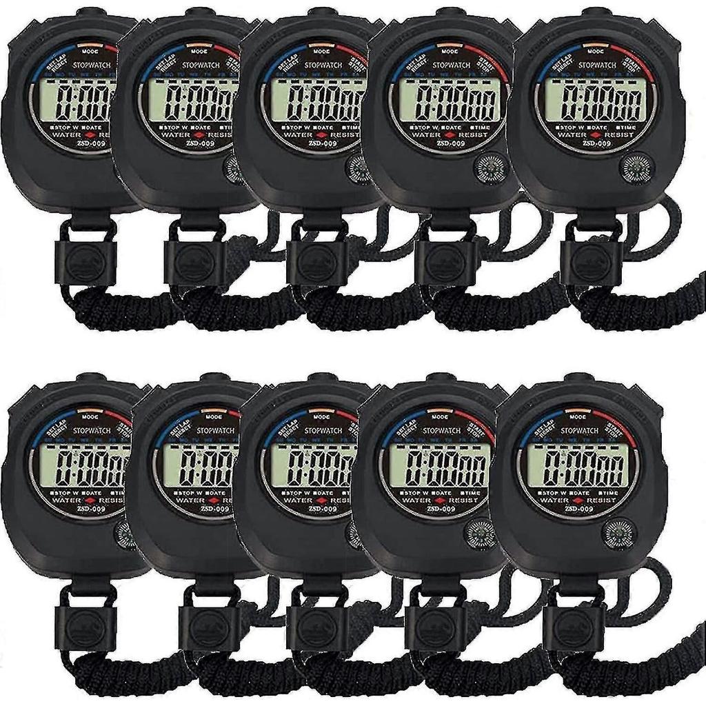 10 Stück Multifunktionale Elektronische Digitale Sportstoppuhr Timer, Großes Display Mit Datum Uhrzeit Und Weckfunktion, geeignet Für Sporttrainer Fitness-Coa