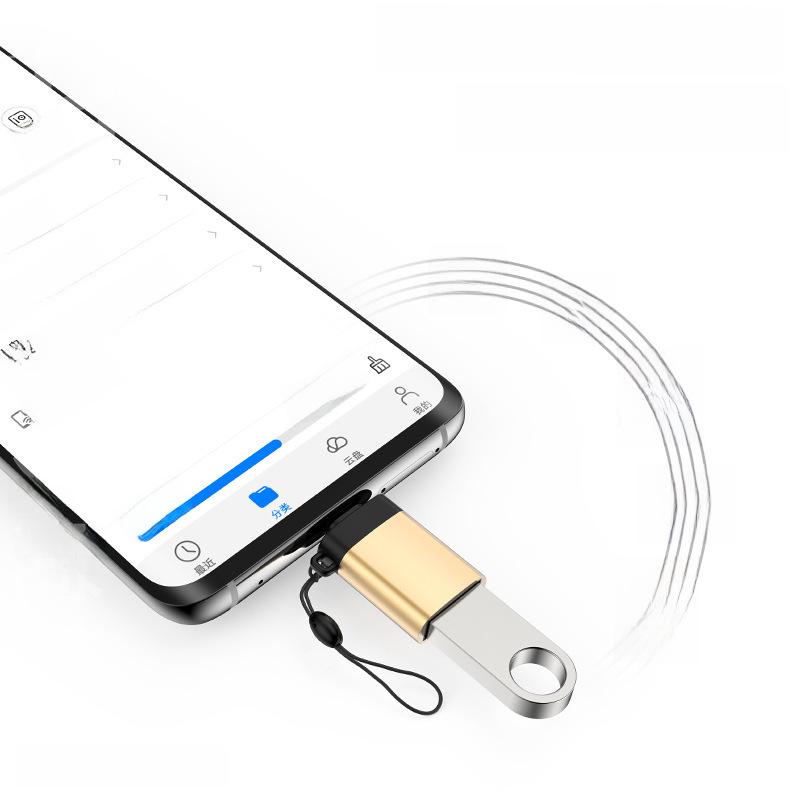 Typ-C-auf-USB-3.0-OTG-Adapter mit Trageband zum Anschließen von Mobiltelefonen, Mäusen und USB-Speichersticks