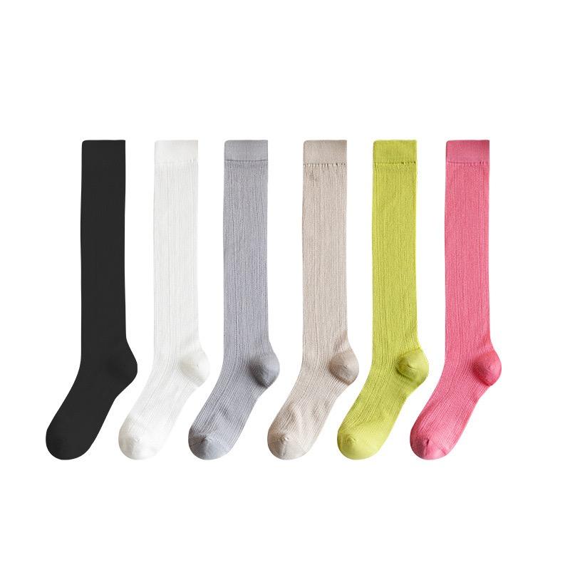 Damen Mesh Lange Socken Kniehohe Strümpfe Mädchen Einfarbig Lange Röhrenbeinsocken