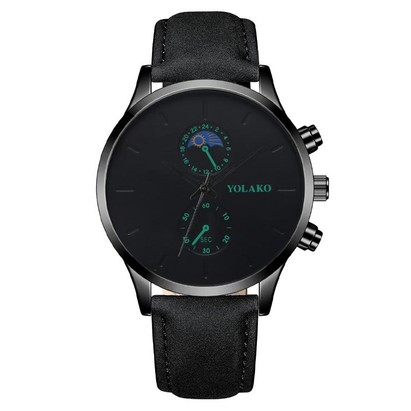 

Fashion Moon Two Eyes Men s Watch Men s Watch Belt Quartz Watch