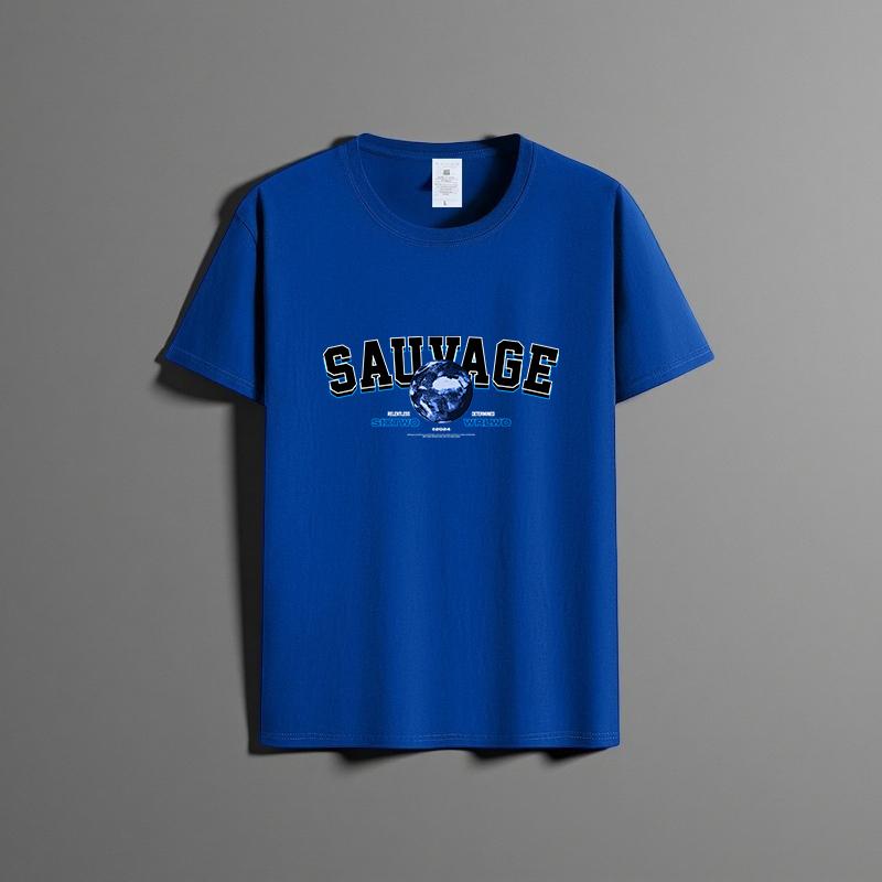 

Летняя новая универсальная футболка унисекс из чистого хлопка, модная повседневная футболка с круглым вырезом, дышащая, свободного кроя, с принтом, с короткими рукавами XXXXXL синий