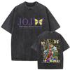 Anime JoJo's Bizarre Adventure Jolyne Washed Vintage T-shirt Summer Men Women Manga Casual Cotton Crewneck Short Sleeve T Shirt