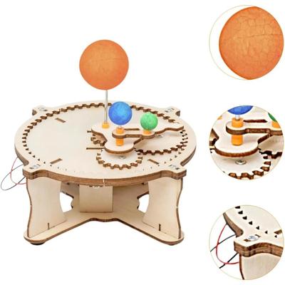 DIY Solar System Model Kit Wooden Puzzle Mechanical Set Assembling Sun Earth Moon Planet Educational Science Toys For Kids