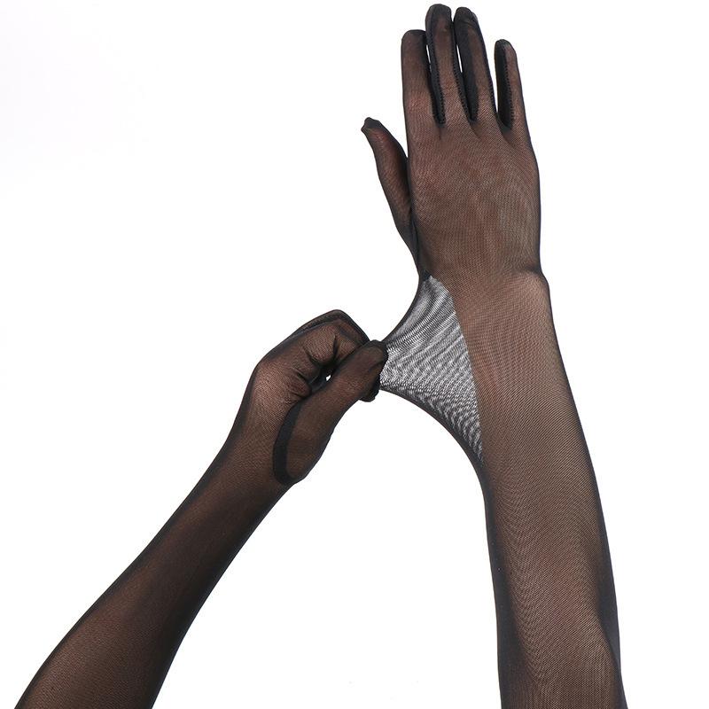 Codzienne Cienkie Koronkowe Rękawiczki z Siateczki Damskie S Czarne Jedwabne Seksowne Oddychające Krem Przeciwsłoneczny