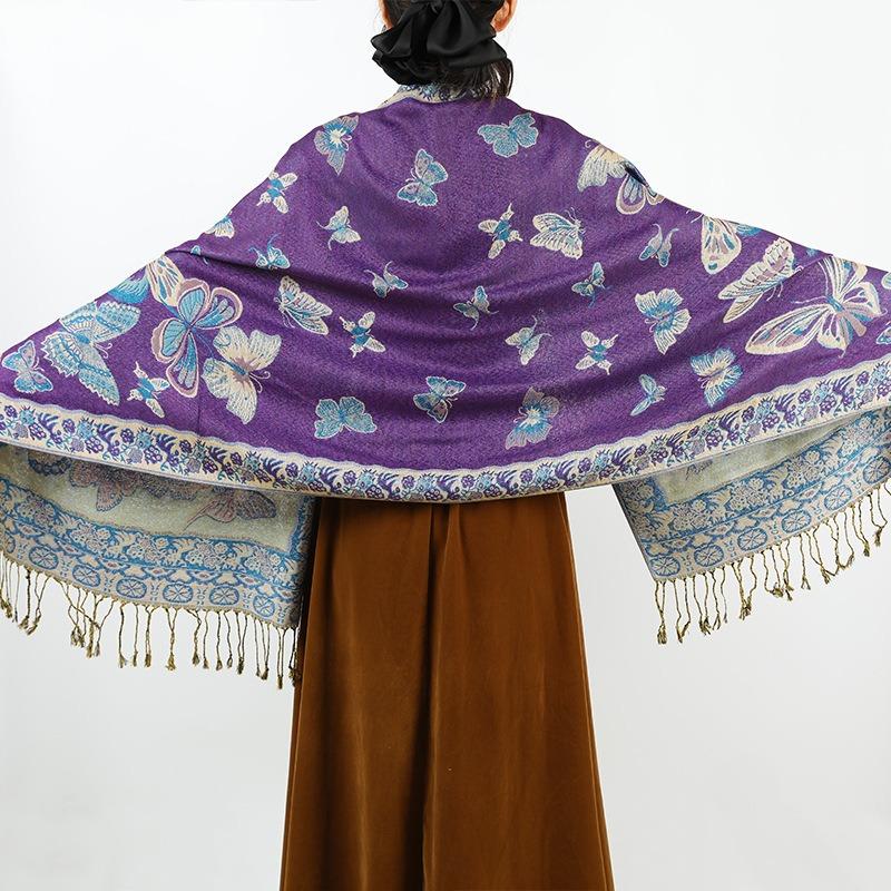 New retro tassel long shawl travel out long scarf scarf women's autumn and winter fashion scarf