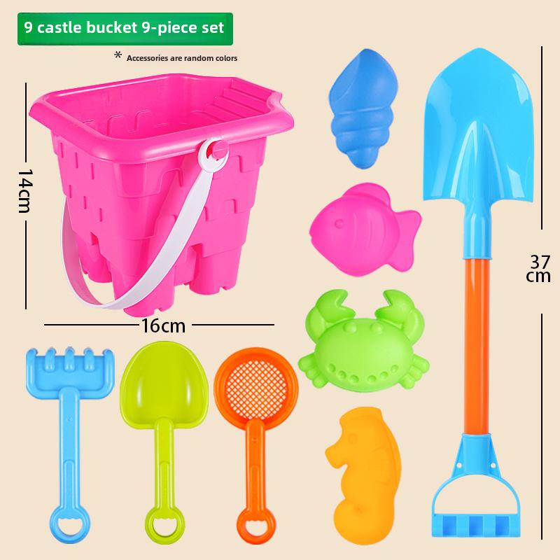 Kids Beach Toy Set: Sand Shovel, Bucket, Digging Tools & Hourglass
